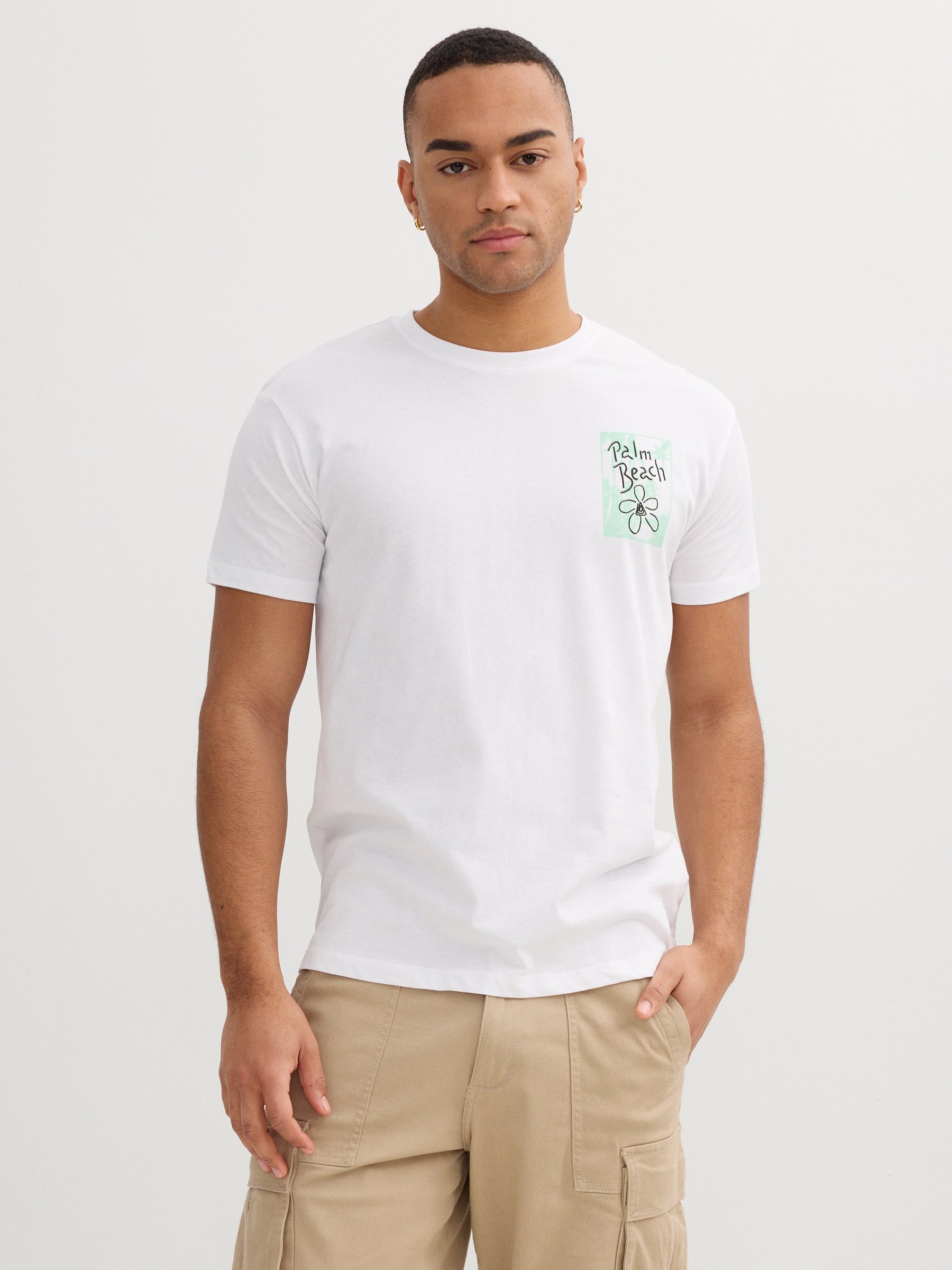 Camiseta Palm Beach blanco vista media frontal