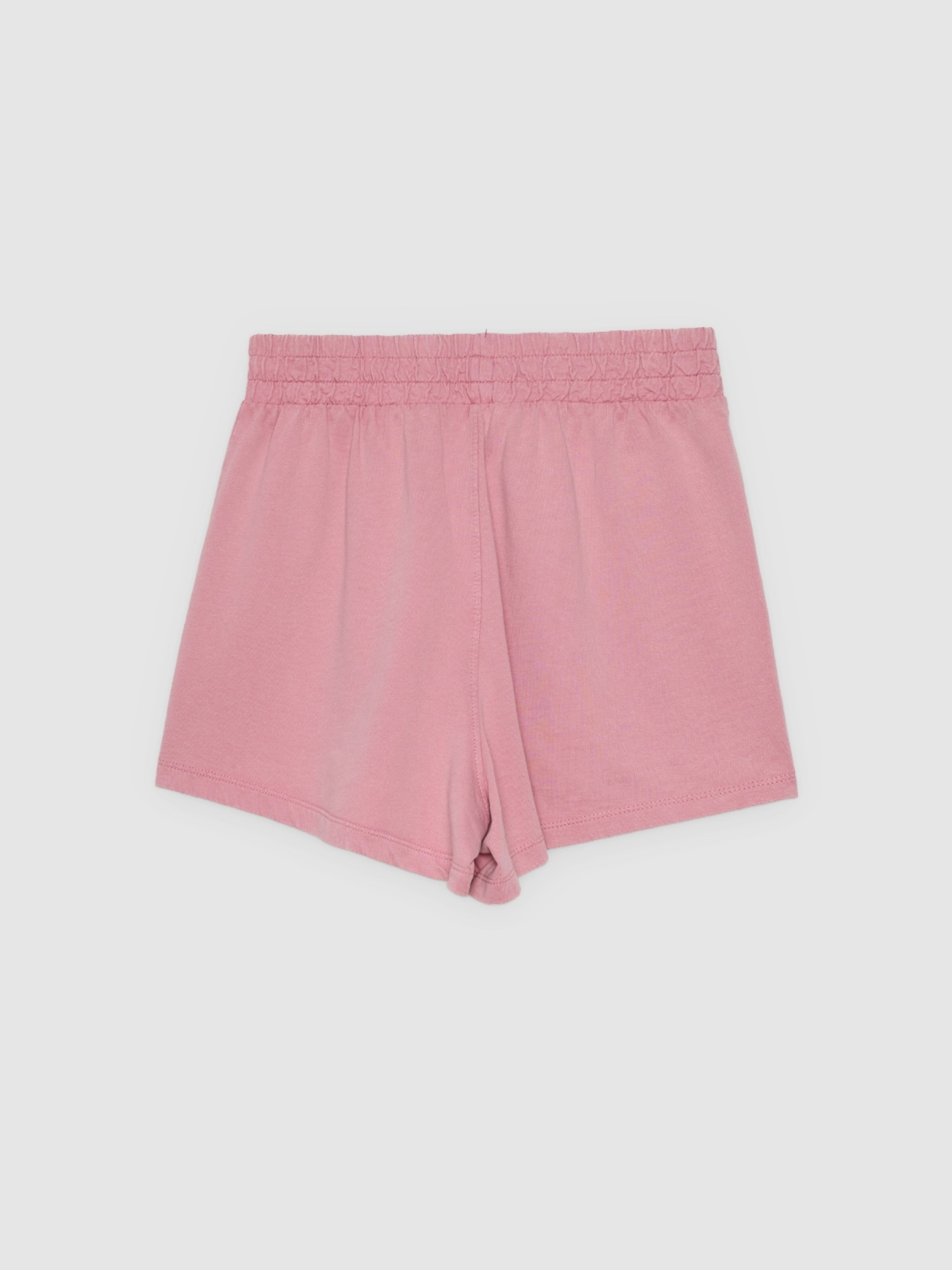 High-waisted fleece shorts pink back view