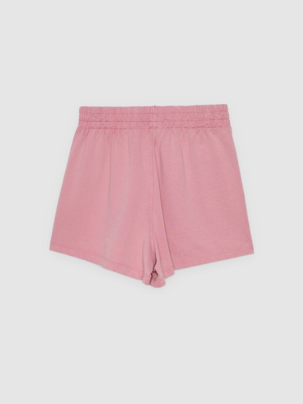 Shorts felpudo cintura alta rosa vista traseira