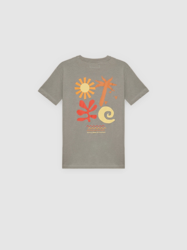 Camiseta tropical bordado verde vista trasera