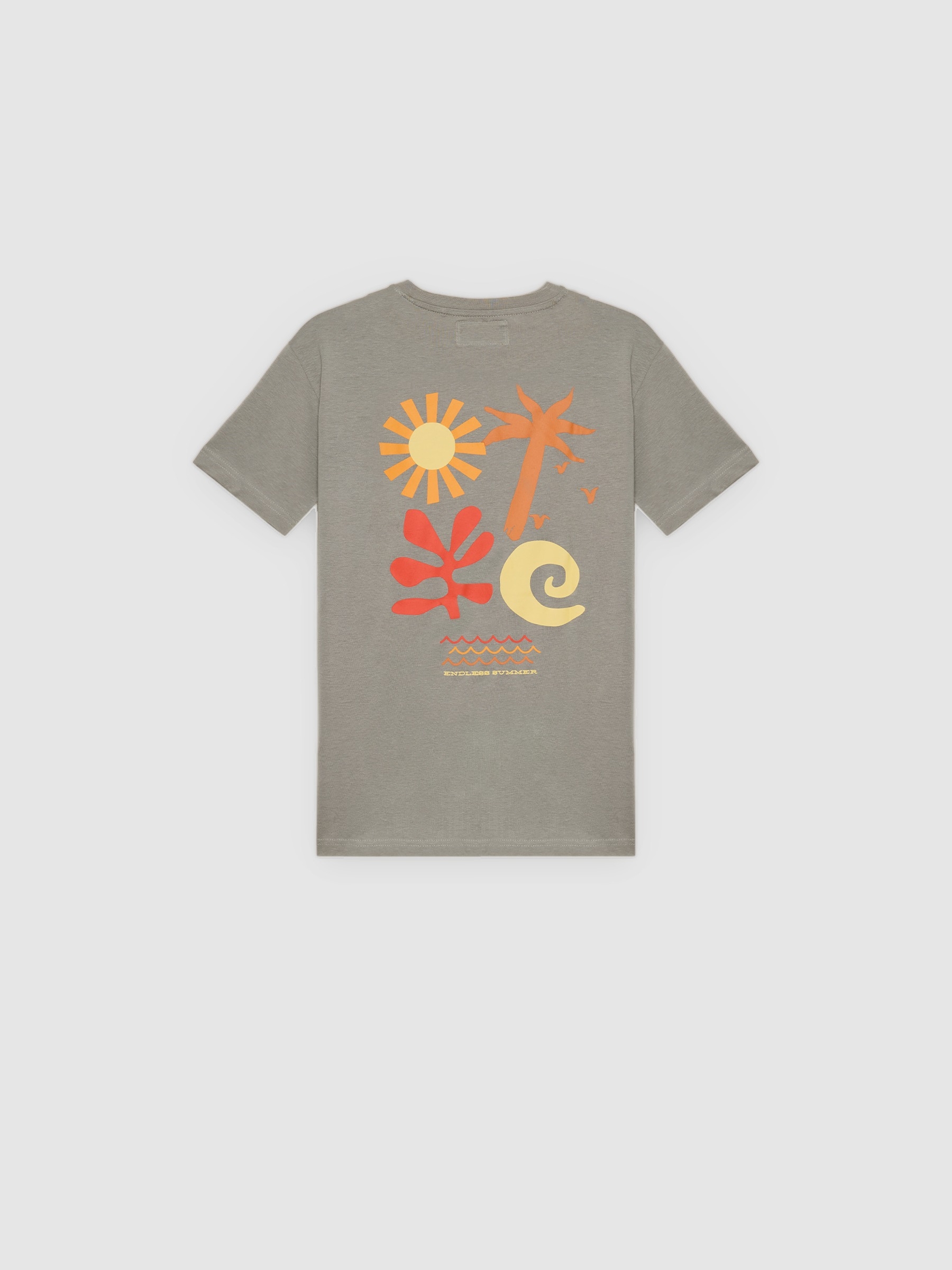 Tropical embroidered t-shirt green middle front view