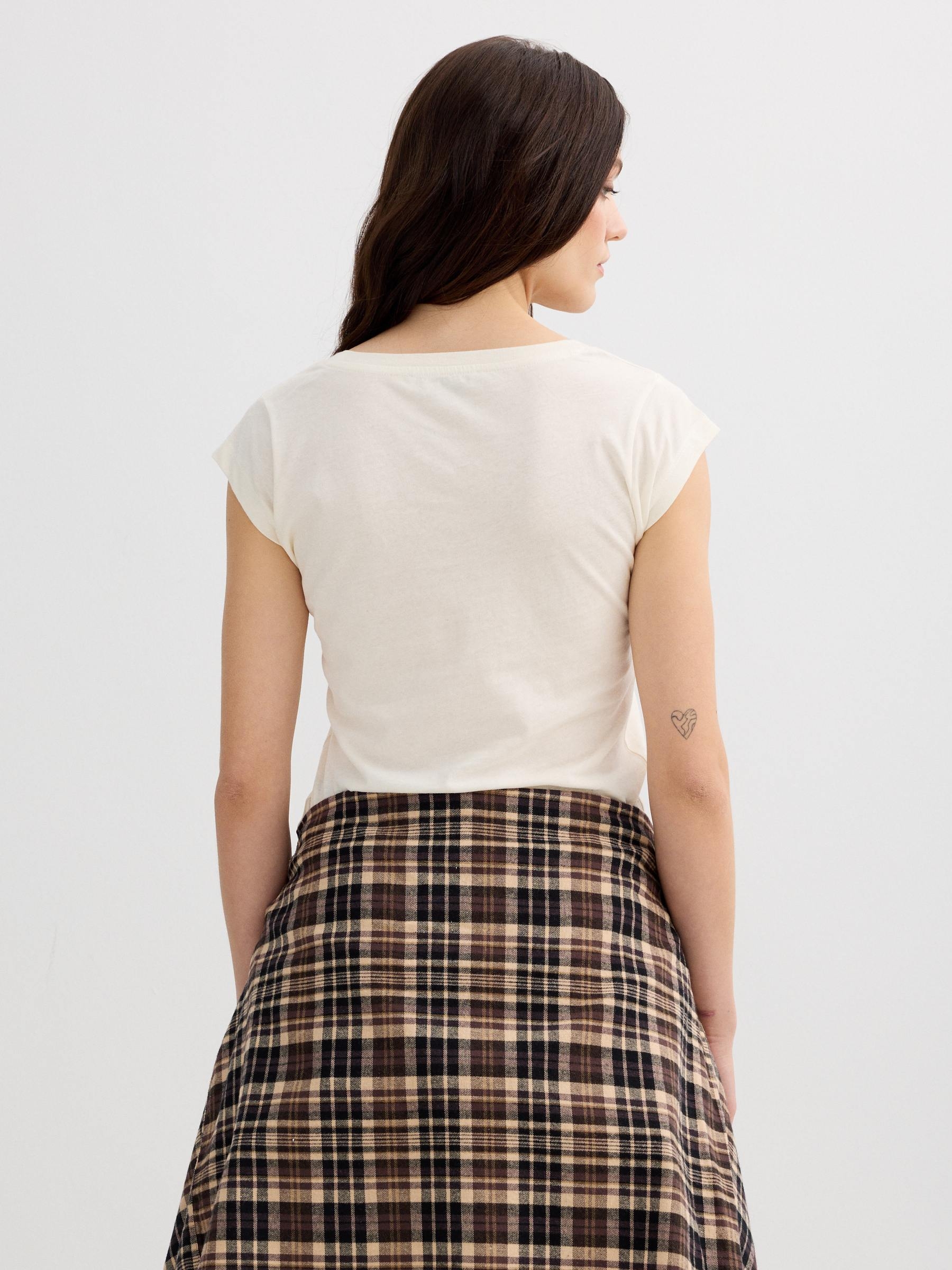 Camiseta algodón expedición blanco roto vista media frontal