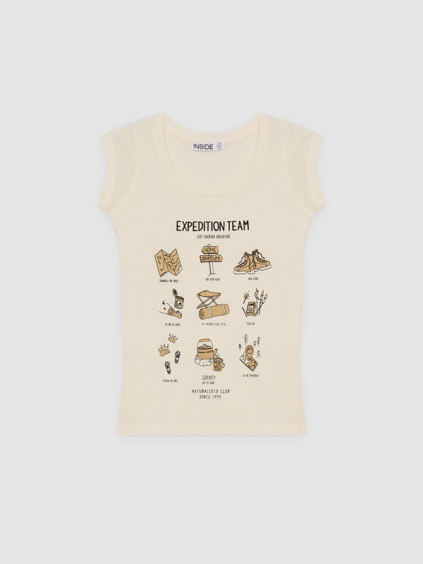  Camiseta algodón expedición blanco roto vista frontal