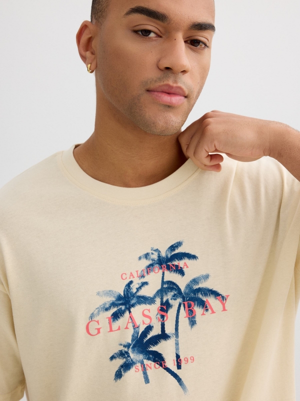 Tropical palm trees t-shirt sand detail view
