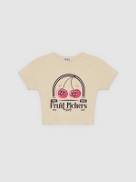 %Pto% Camiseta crop cerezas arena vista frontal