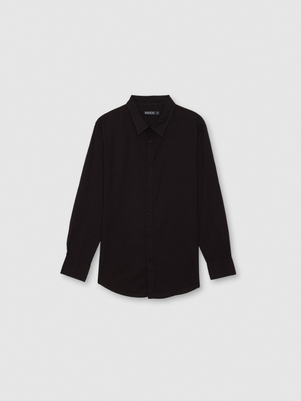 Long sleeve linen shirt black front view