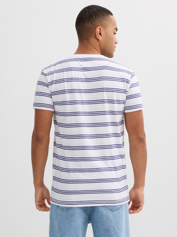 Short-sleeve striped shirt white middle back view