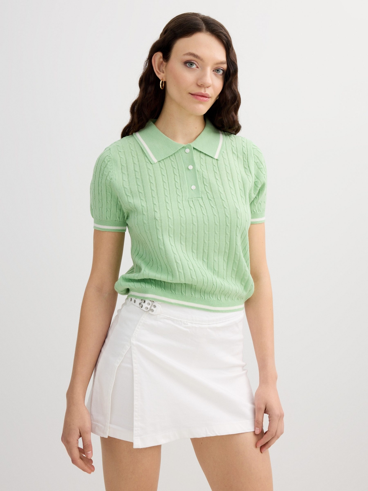 Falda pantalón con cremallera blanco vista media trasera