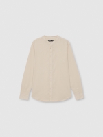 %Pto% Camisa manga larga lino cuello mao beige vista frontal