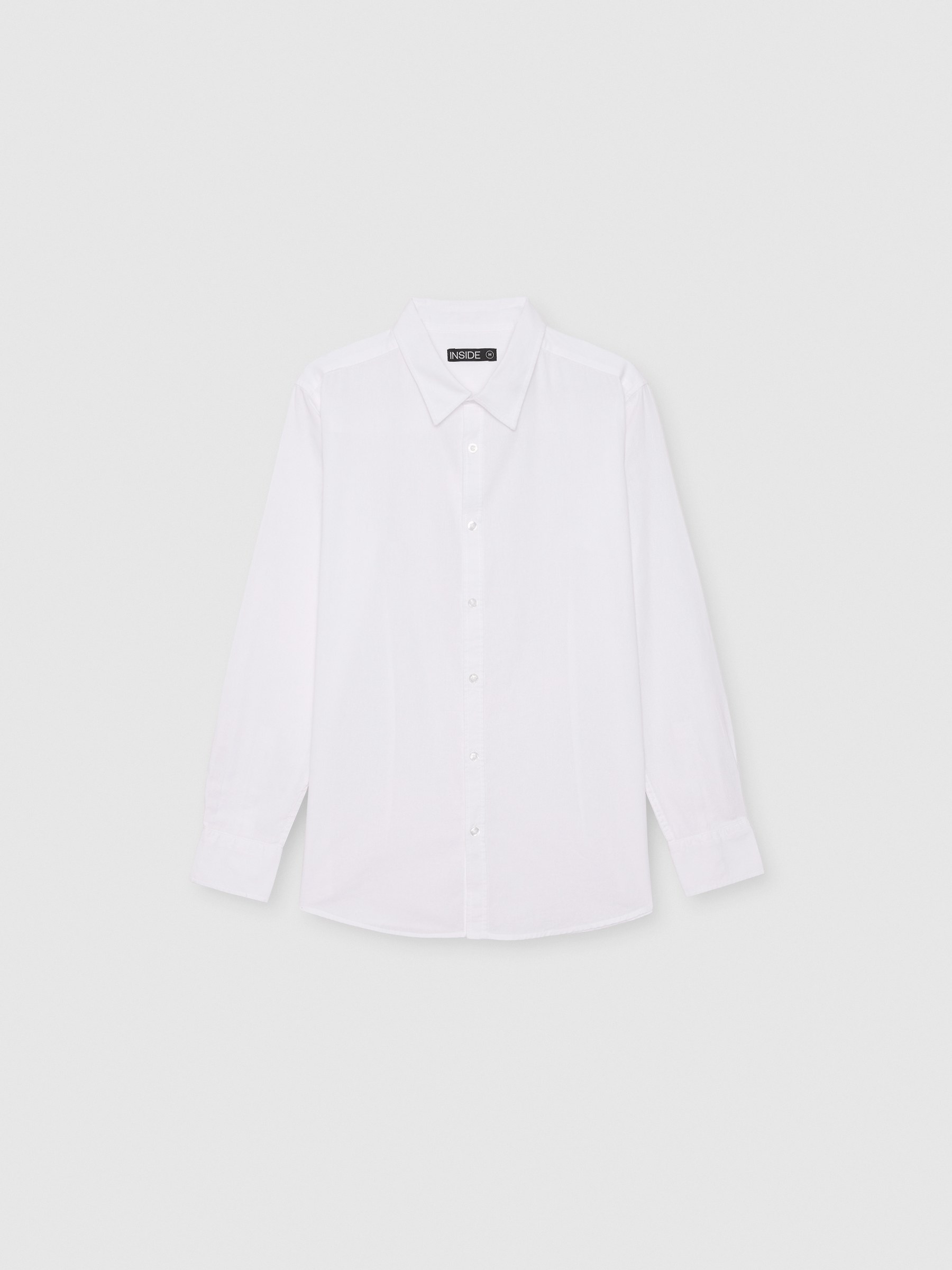  Long sleeve linen shirt off white front view