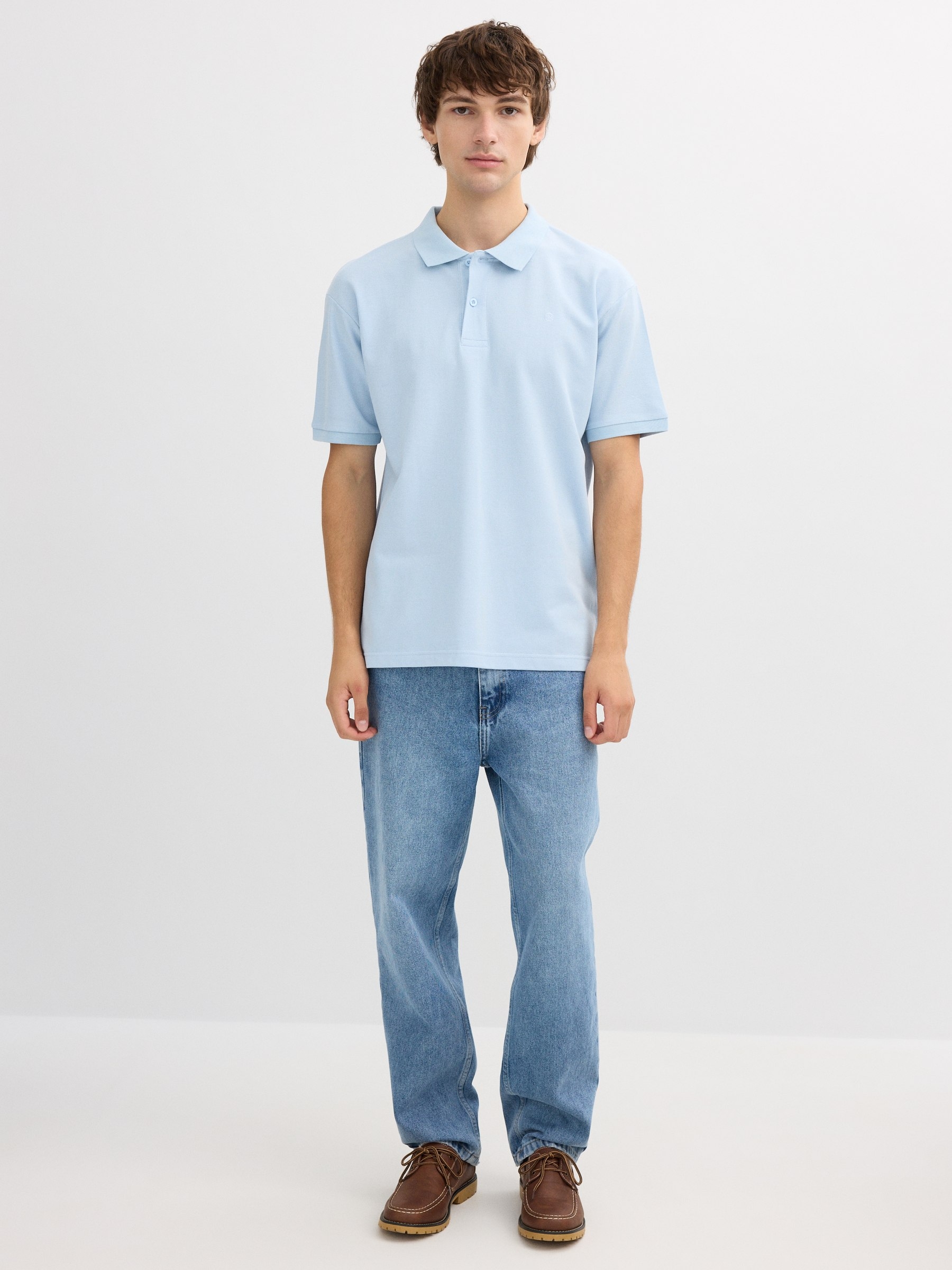 Basic polo navy middle front view