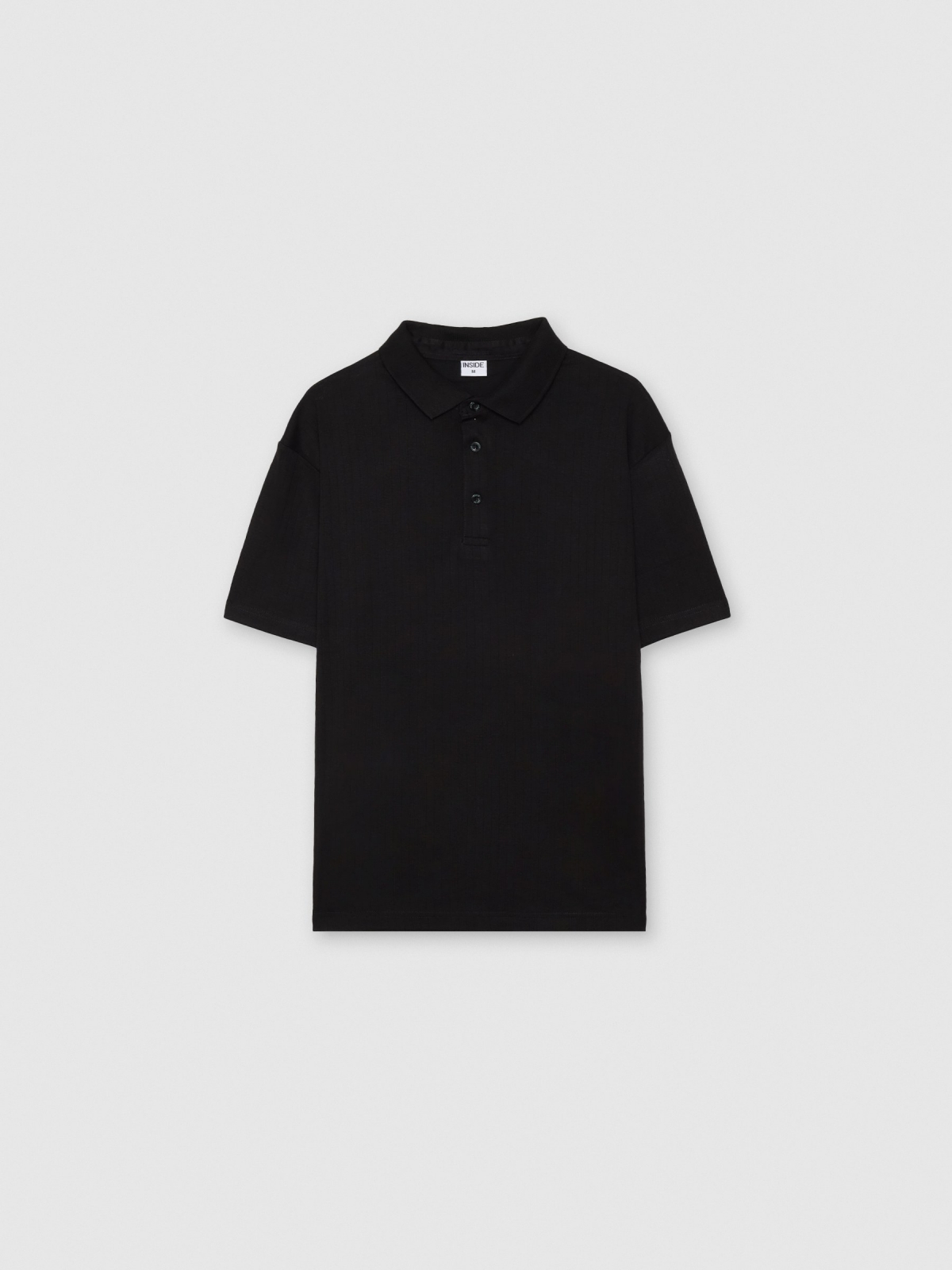 %Pto% Ribbed basic polo black front view