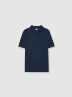 %Pto% Basic embossed striped polo navy front view