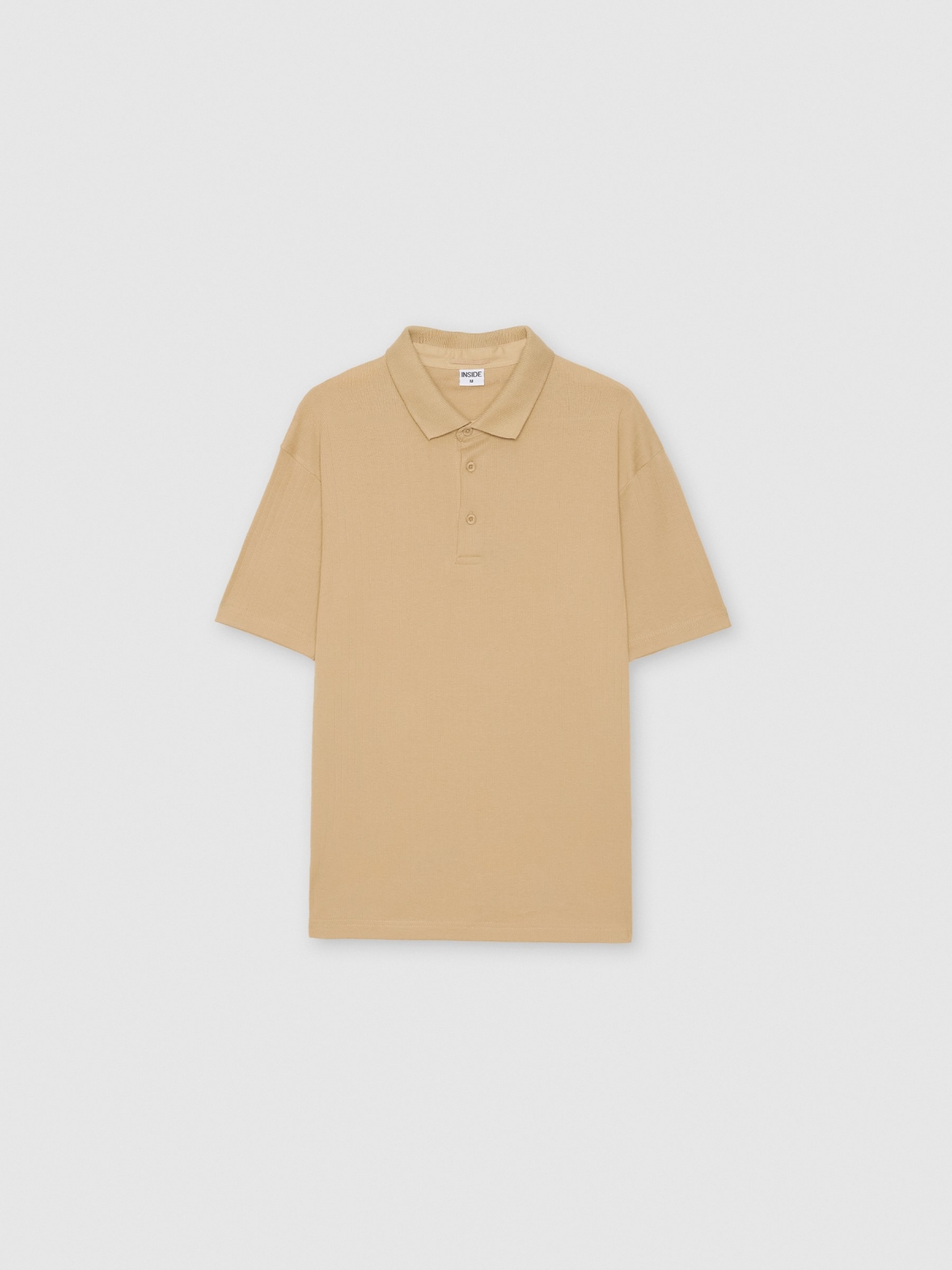 %Pto% Ribbed basic polo sand front view