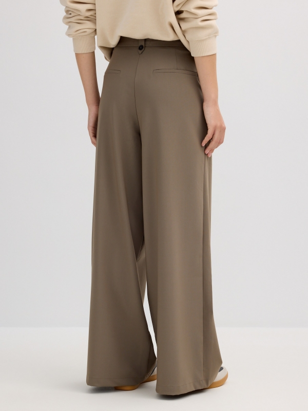 Pleated palazzo pants taupe detail view