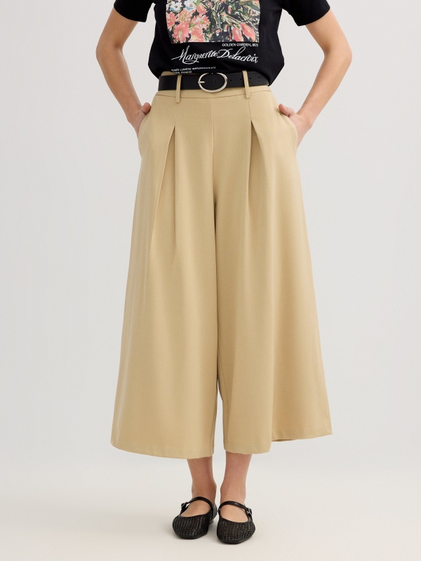 Culotte tiro alto beige ocre vista media frontal