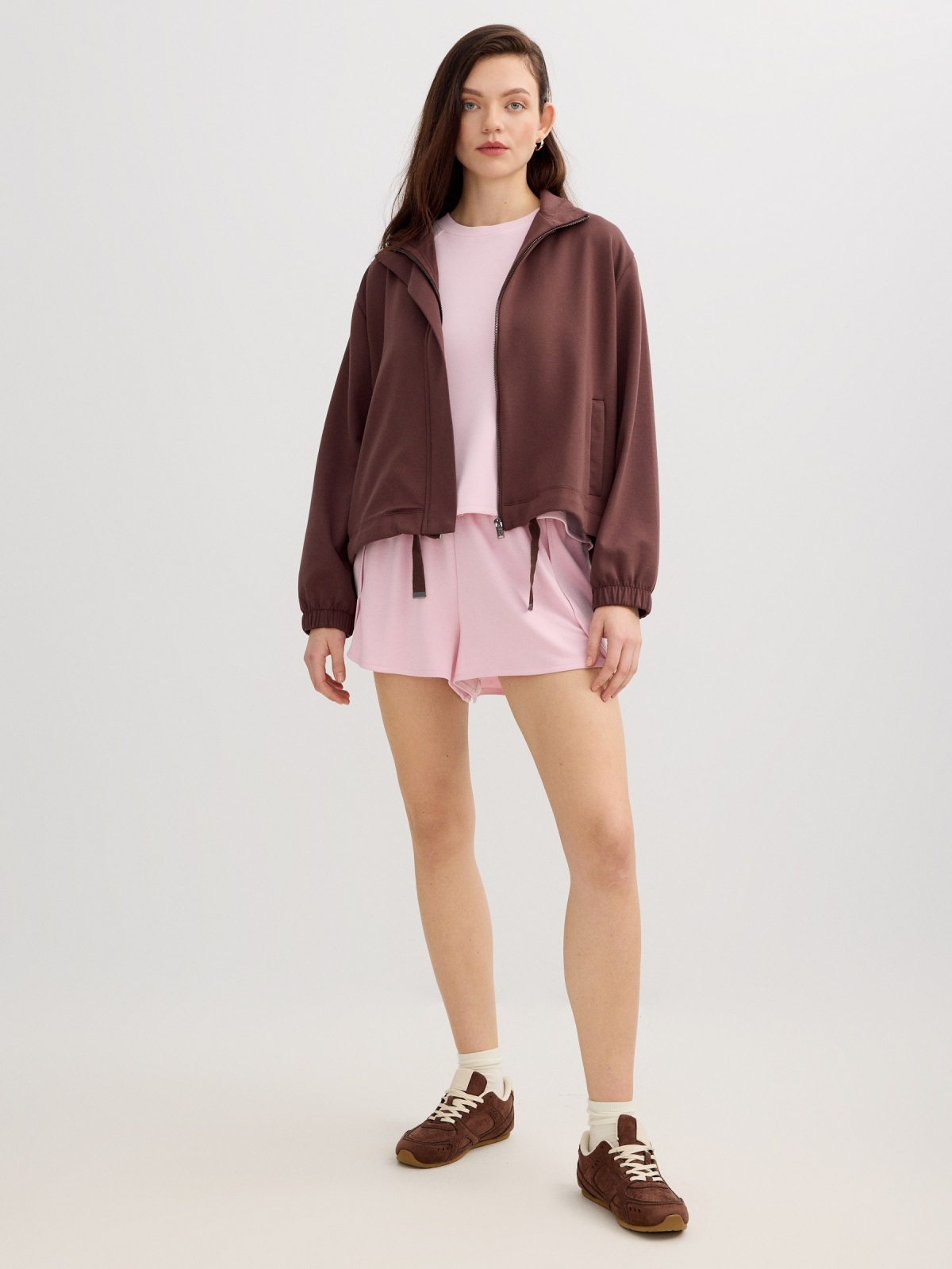 Pink modal t-shirt light pink front view