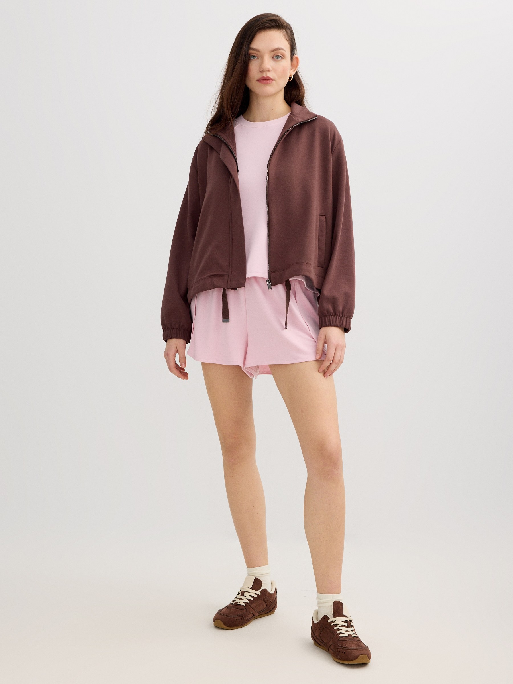 Camiseta modal rosa rosa claro vista meia frontal