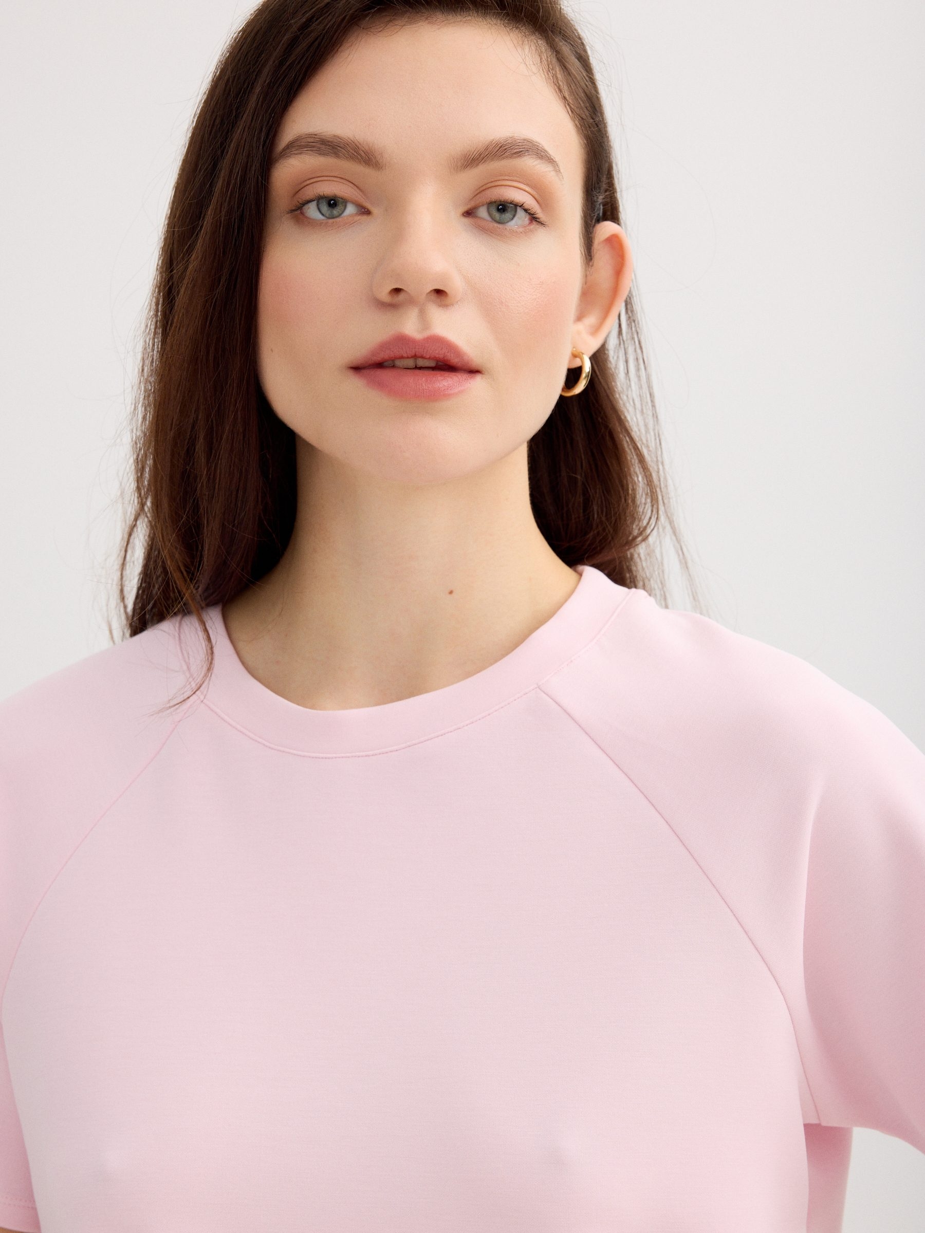 Pink modal t-shirt light pink middle front view