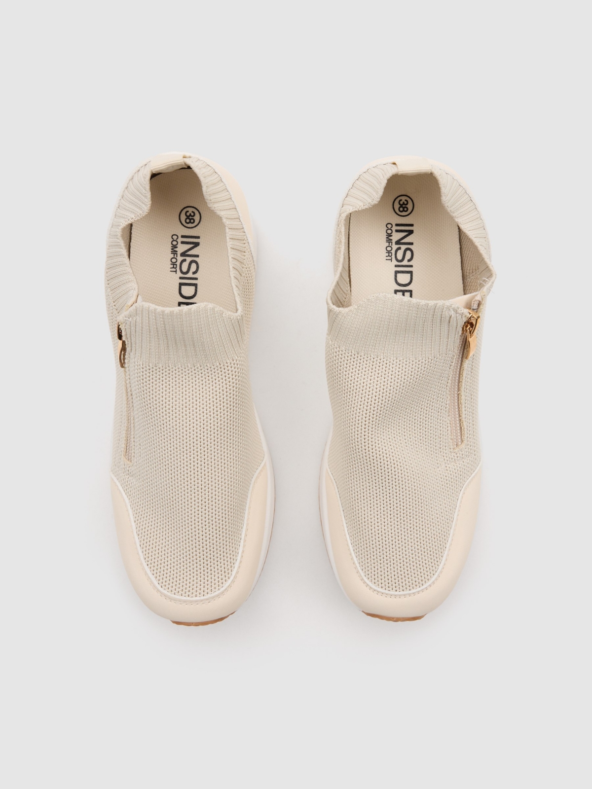 Beige nylon wedge sports shoe beige zenithal view