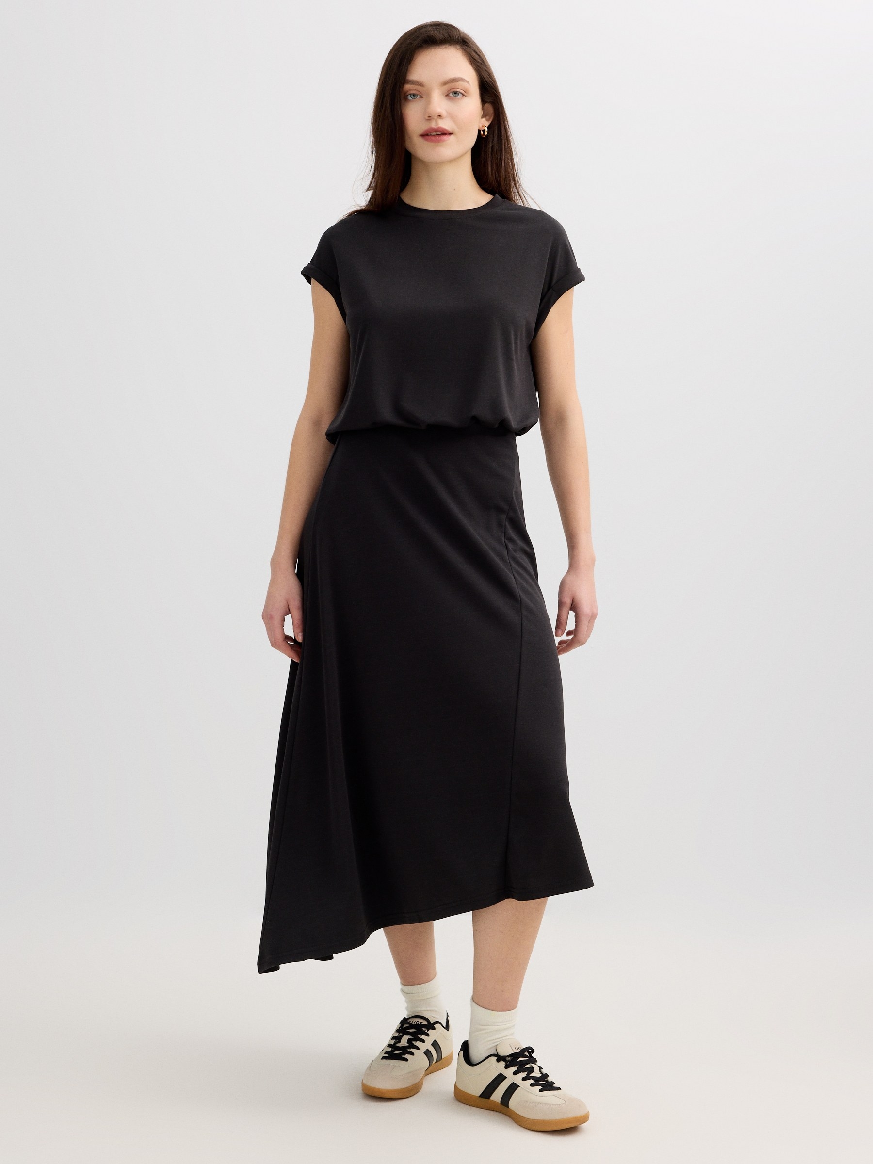 Cotton sleeveless shirt black middle front view