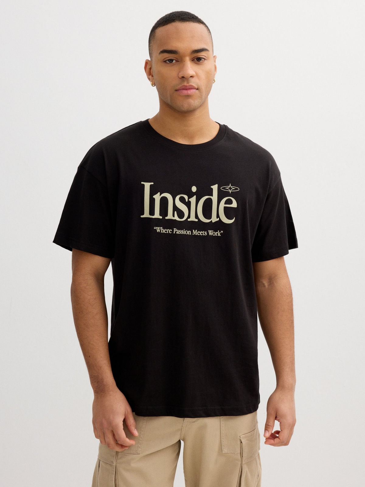 Camiseta Inside azul negro vista media frontal