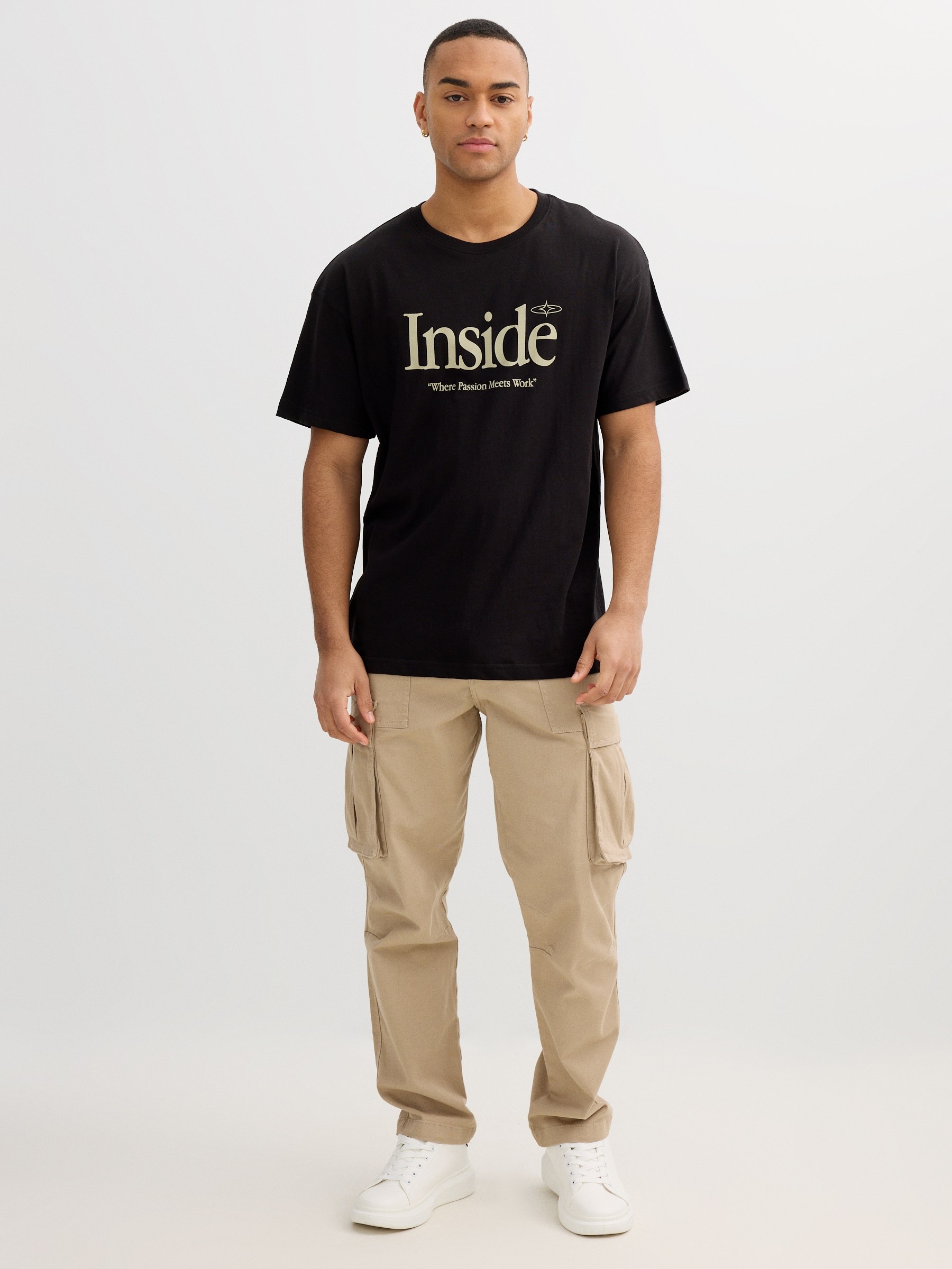 Blue Inside t-shirt black middle front view