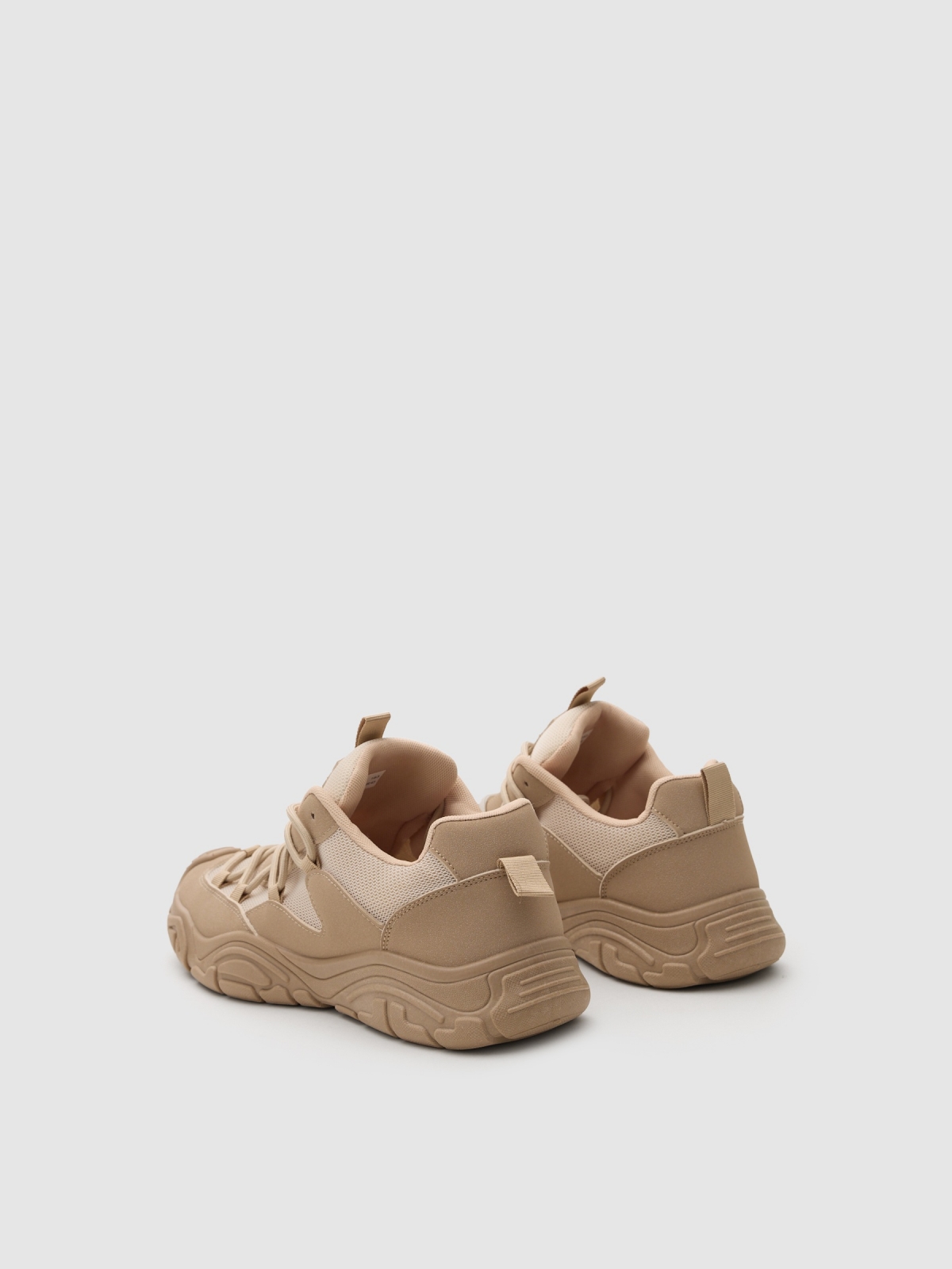 Beige nylon combined sneakers beige 45º back view