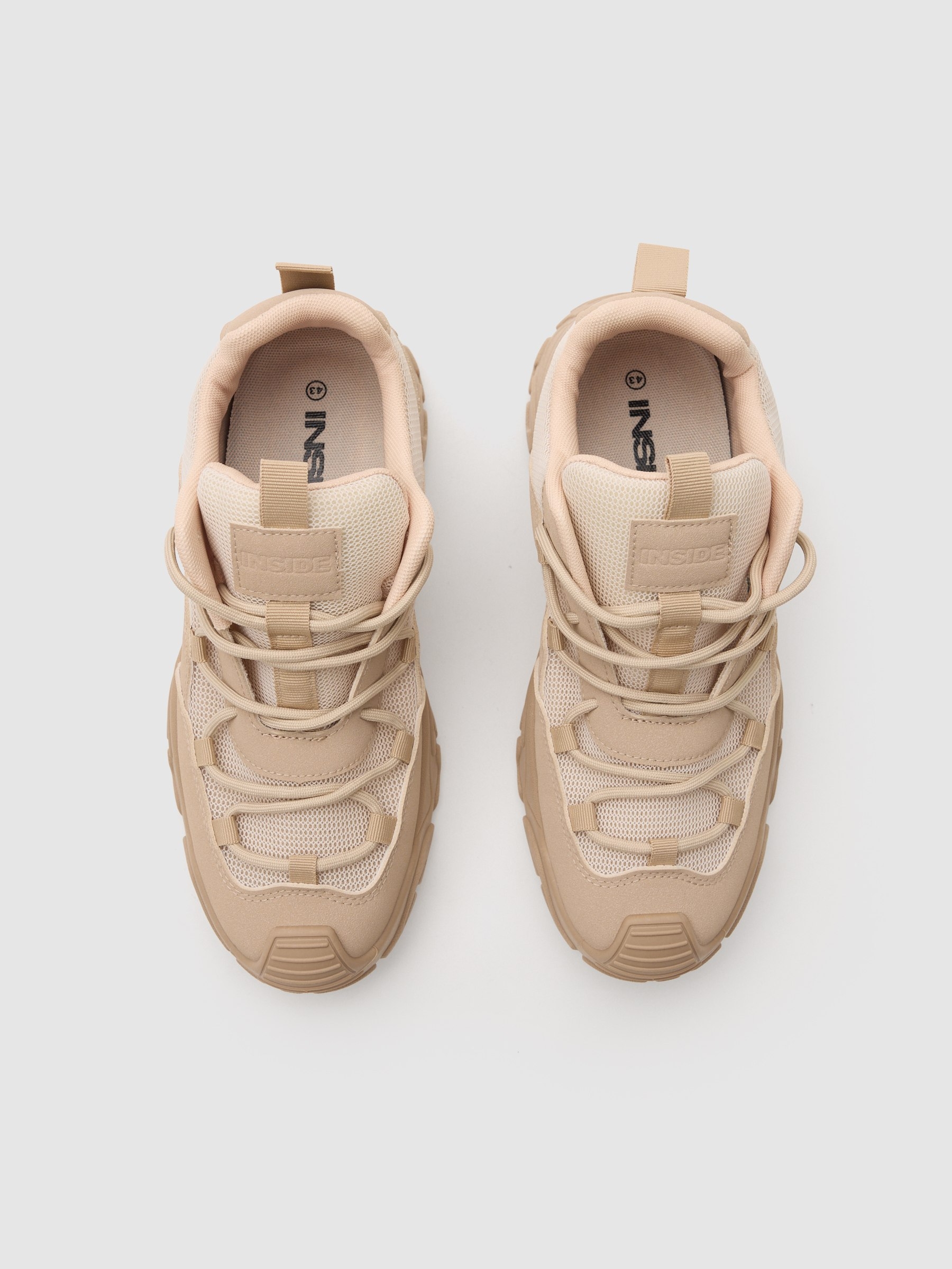Beige nylon combined sneakers beige