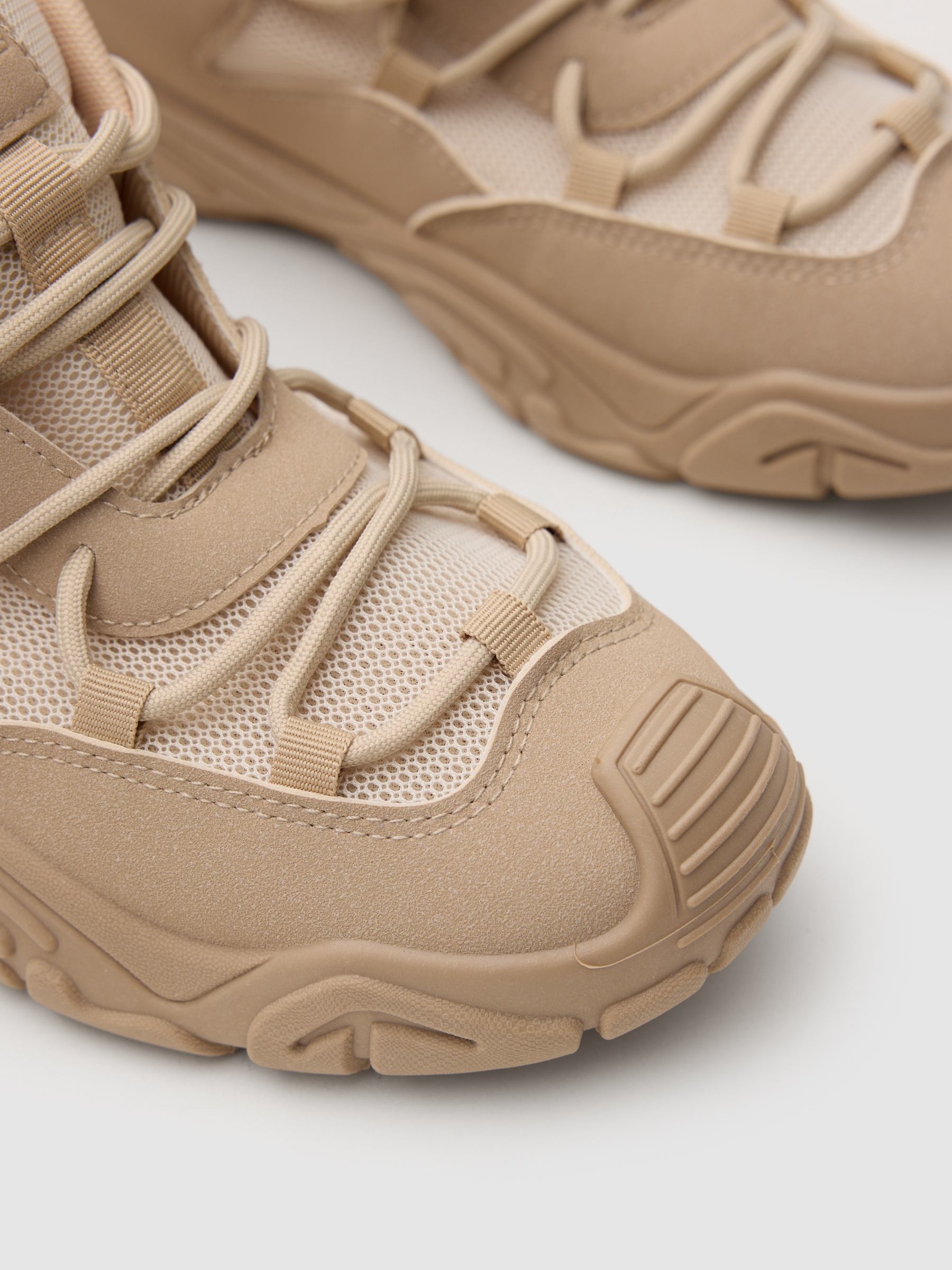 Beige nylon combined sneakers beige