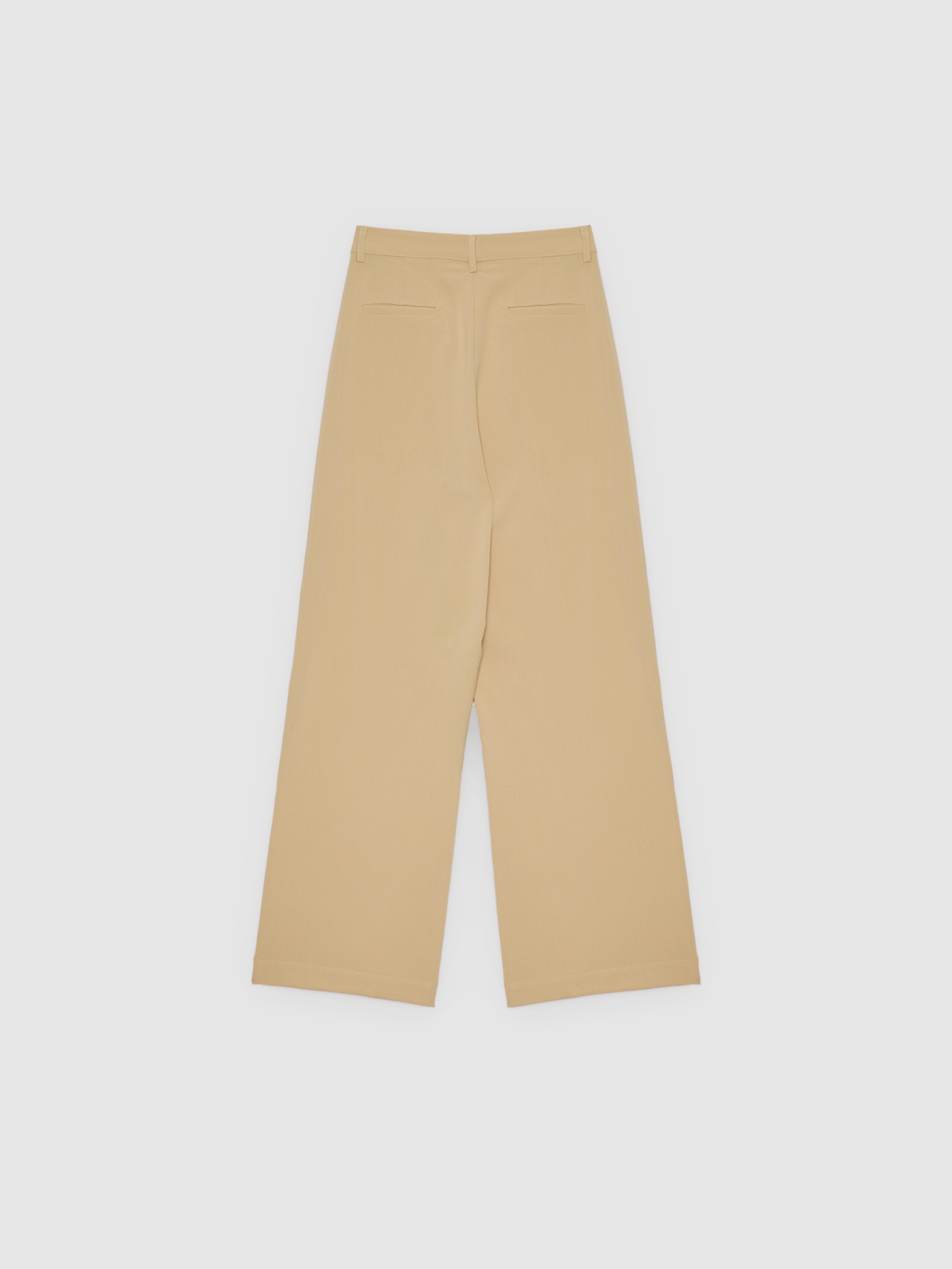 Pantalón de pinzas alto lino arena vista general frontal