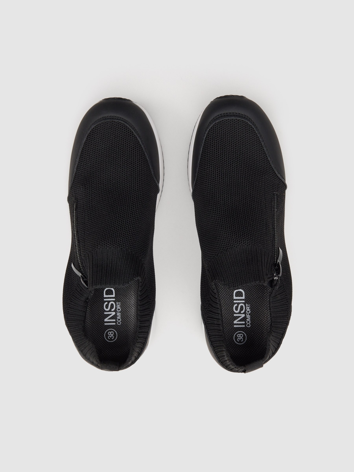 Deportiva cuña nylon negra negro vista cenital