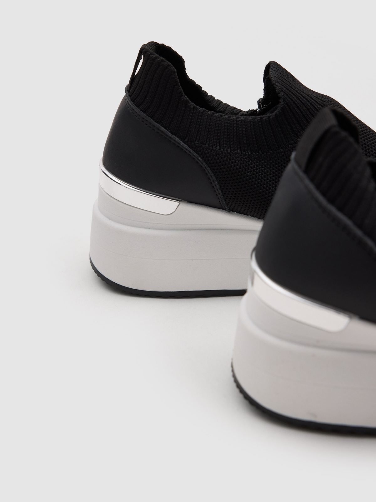 Black nylon wedge sports shoe black detail view