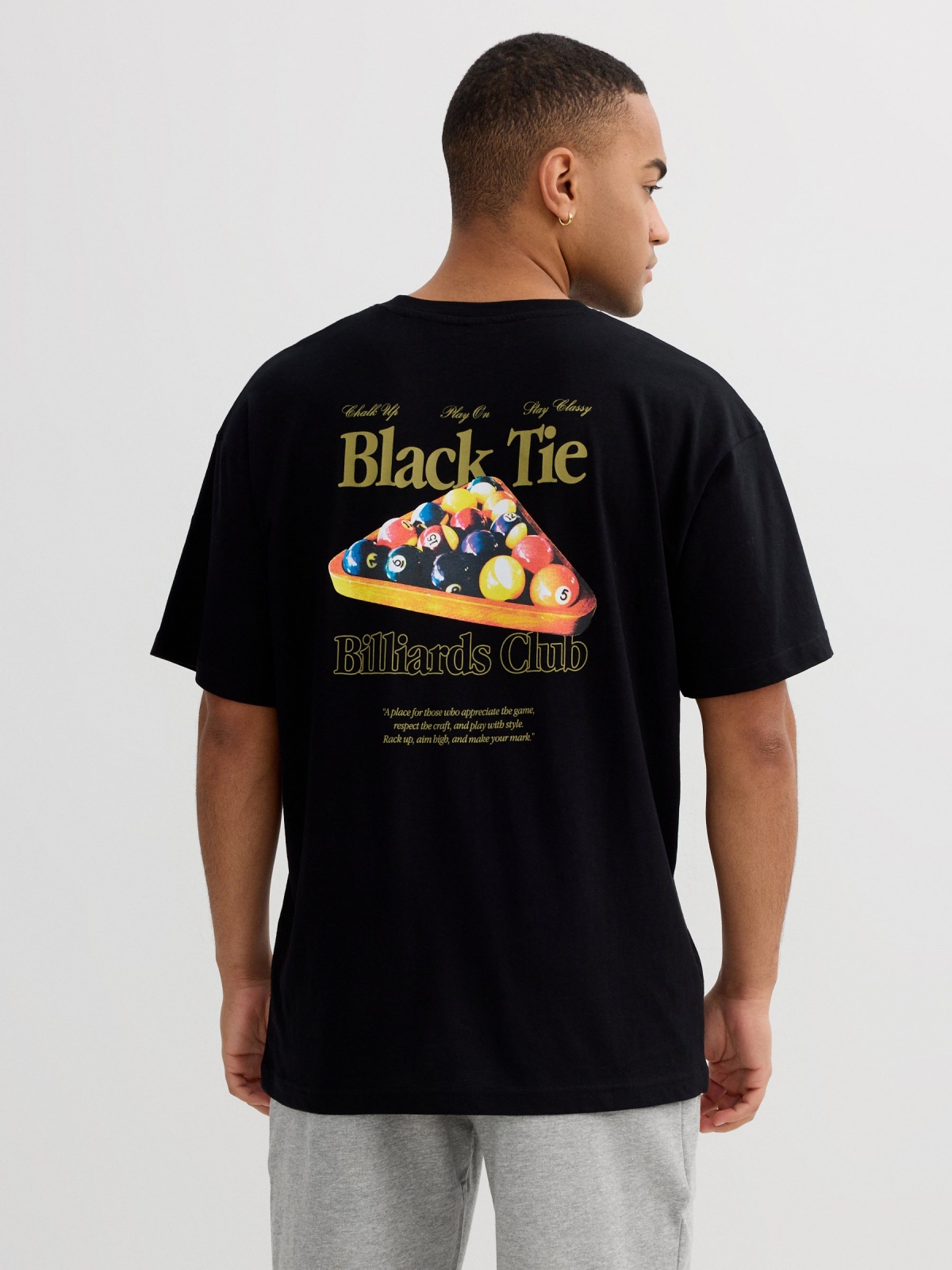 Casual Black Tie T-shirt black middle back view
