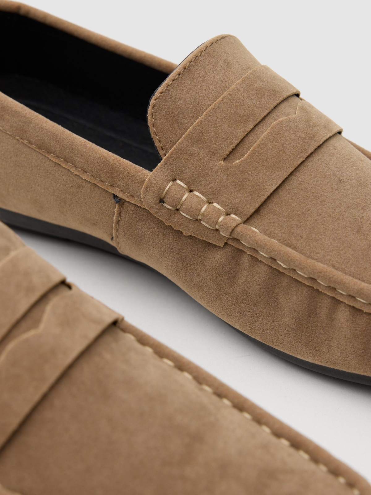 Microfiber moccasin sand detail view