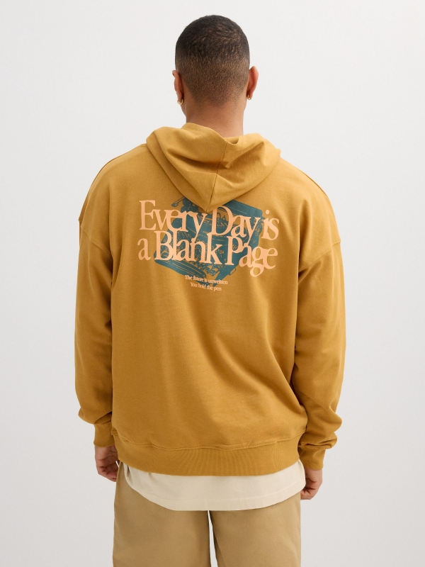Oversized fleece sweatshirt Every Day brown middle back view