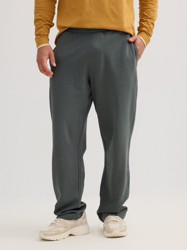 Jogger fleece with laces grey middle front view