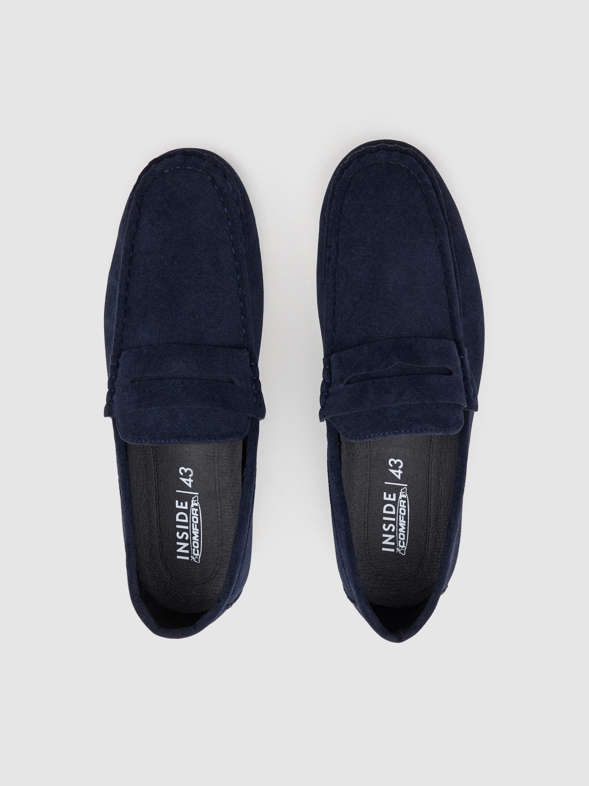 Microfiber and rubber moccasin navy zenithal view