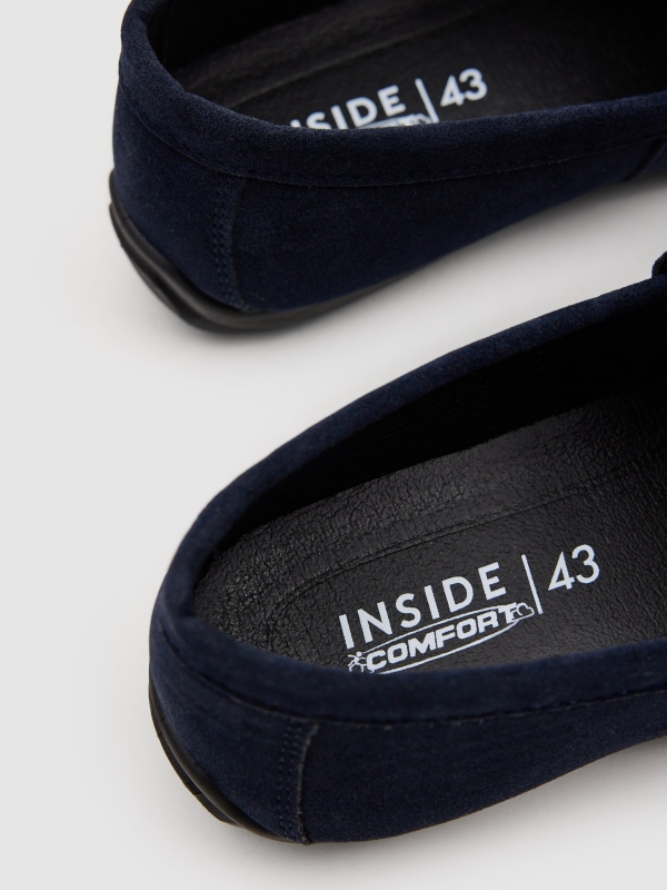 Microfiber and rubber moccasin navy detail view