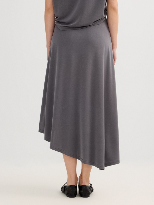 Asymmetric midi knit skirt medium grey detail view