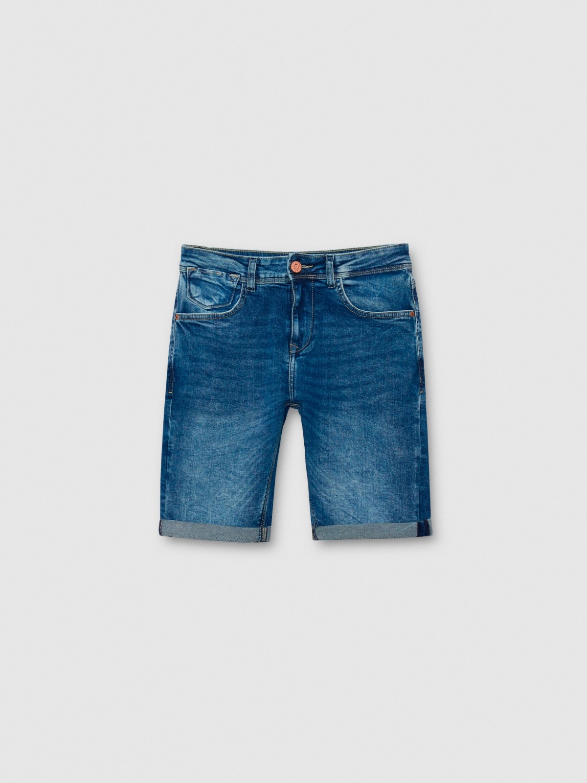 %Pto% Bermuda jeans slim cinco bolsos azul vista frontal