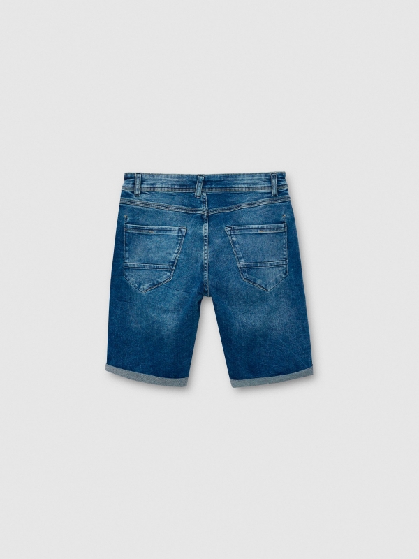 Bermuda jeans slim cinco bolsos azul vista traseira