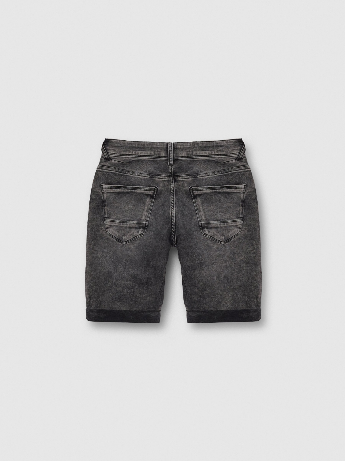 Bermuda vaquera skinny con rotos negro vista trasera