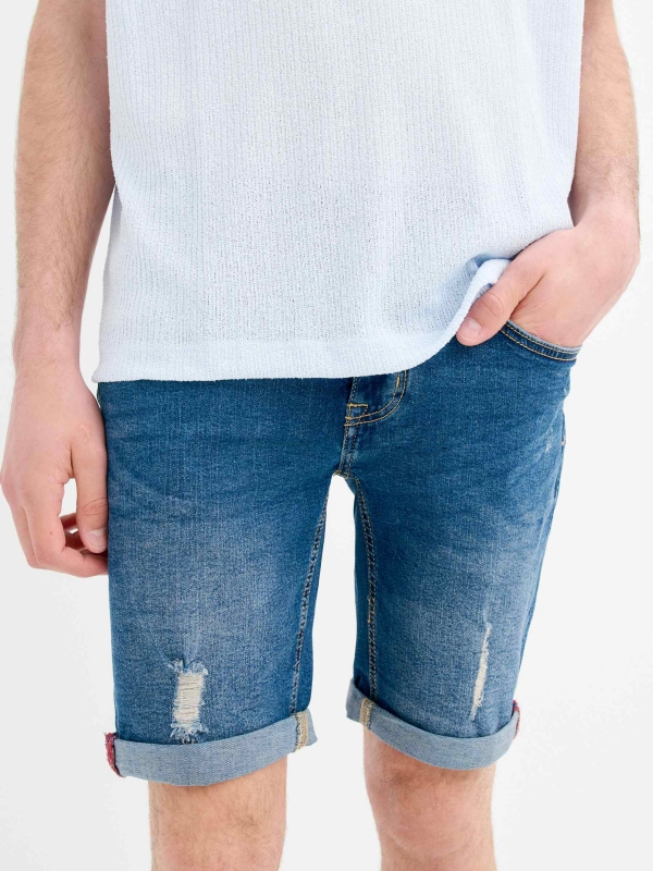 Calça jeans skinny azul vista detalhe