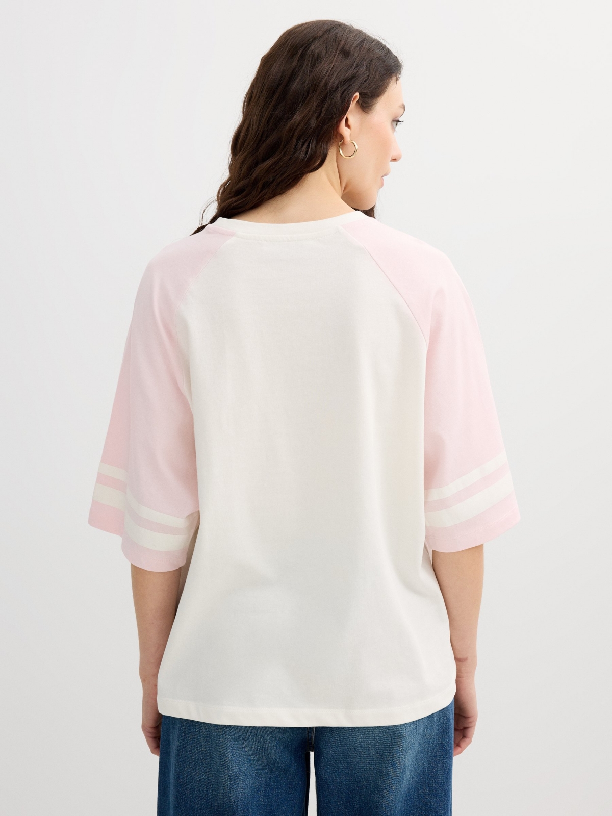 Oversized short-sleeve cotton t-shirt off white middle back view