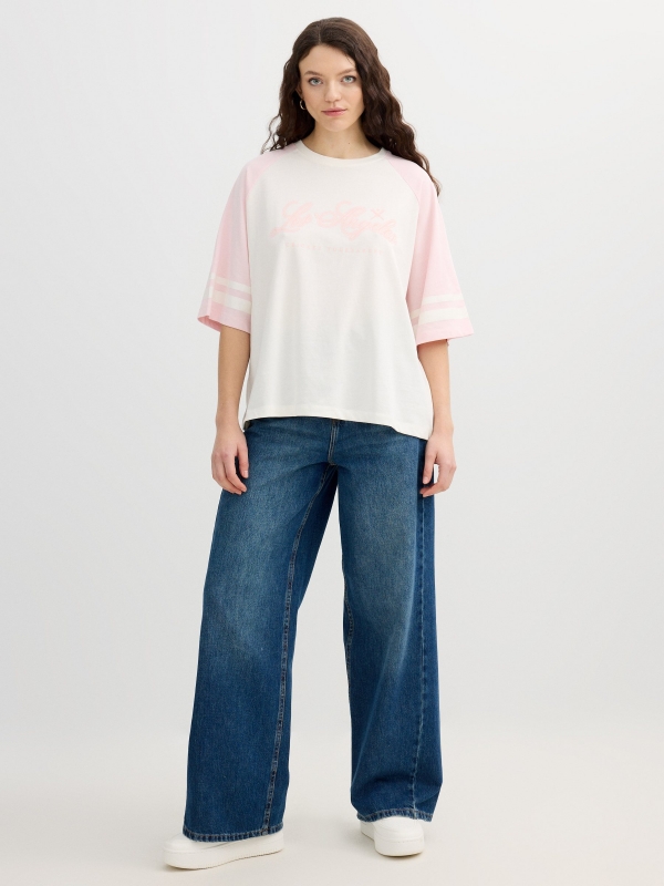 Oversized short-sleeve cotton t-shirt off white front view