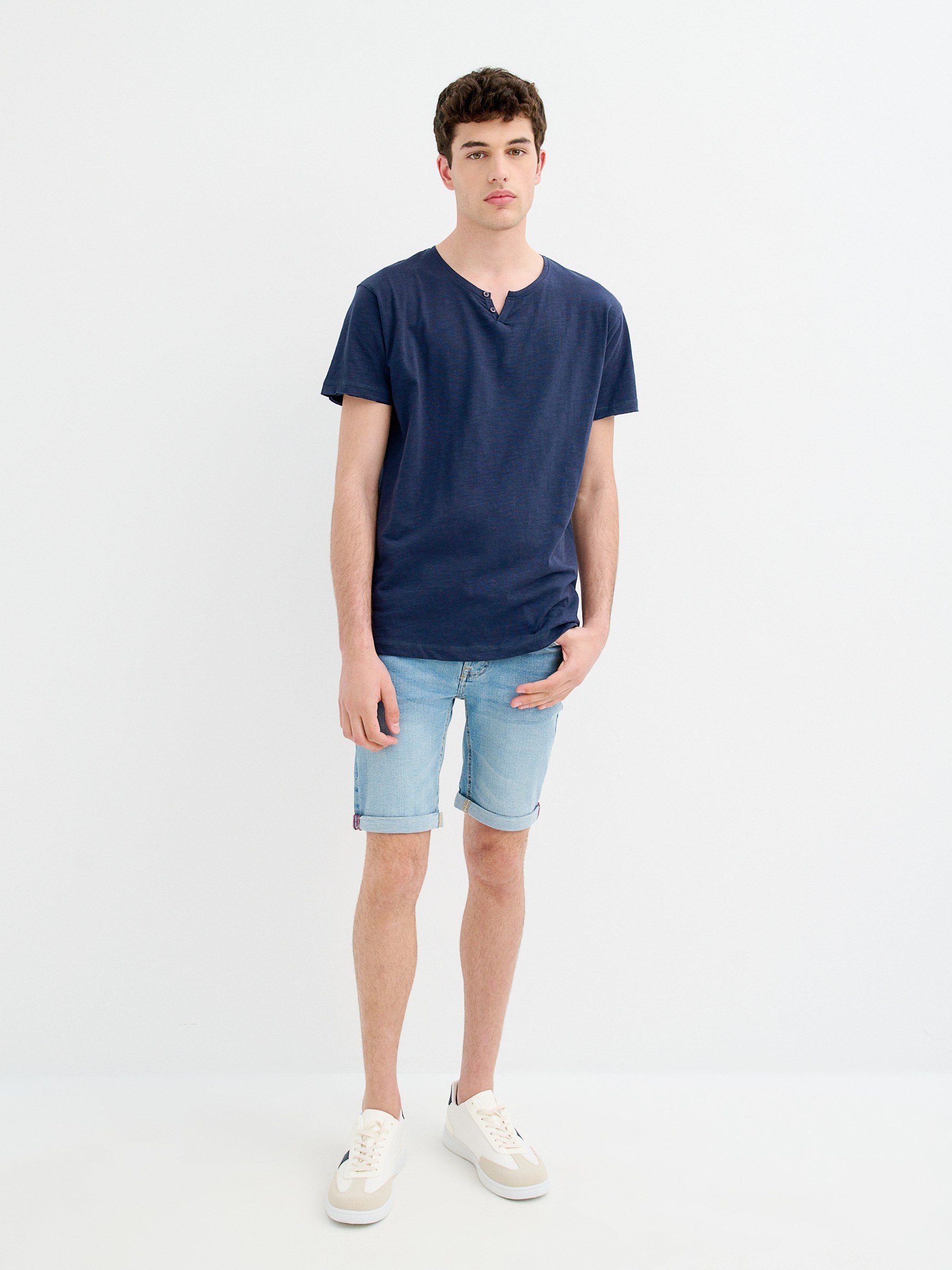 Five-pocket denim Bermuda shorts