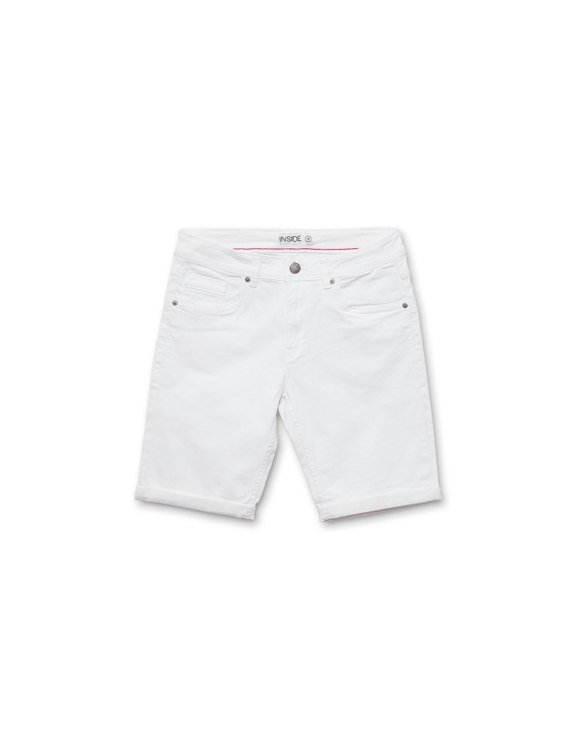 Gabardina slim Bermuda branco vista meia frontal