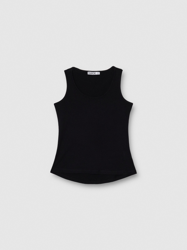  Camiseta básica sem mangas preto vista frontal
