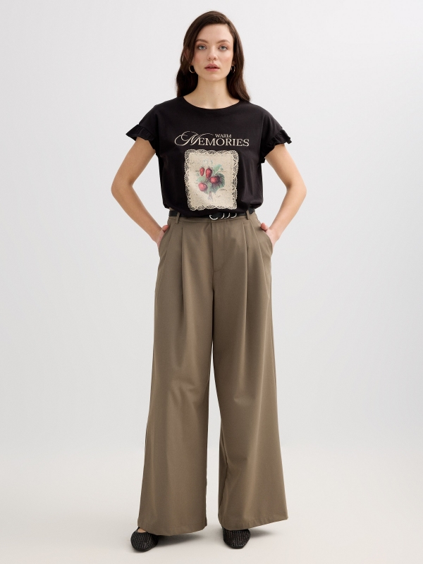 Camiseta volantes Memories negro vista general frontal